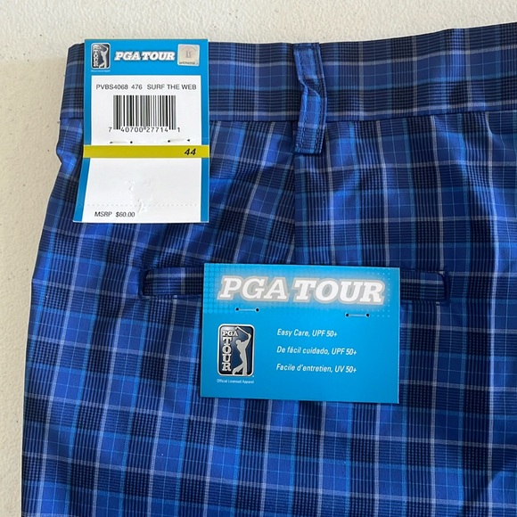 PGA Tour Blue plaid shirt. Size 44, 10 inch inseam - Picture 3 of 6